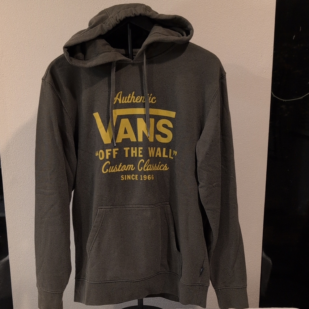 Vans Men's Green Hoodie with Yellow Print